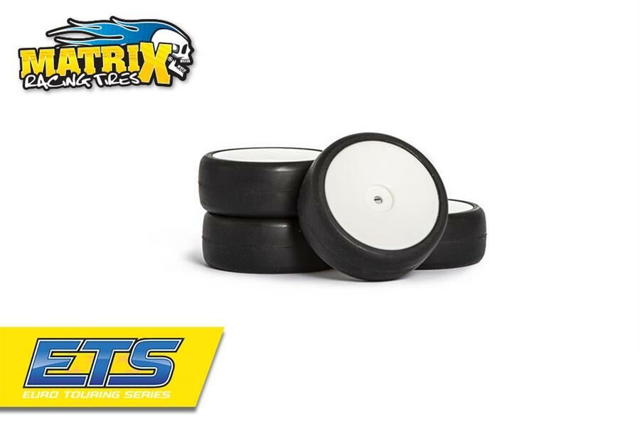 Matrix 1/10 EP 28R Pneus en Caoutchouc Pré-collés pour Tapis (4pcs)