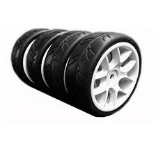 Ride 1/10 Slick Tires Precut 24mm Pre-glued with 10 Spoke Wheel White (4pcs)